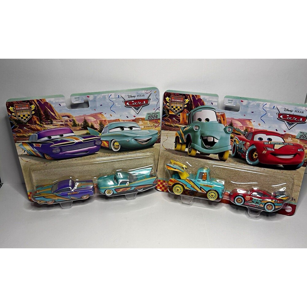 Mattel Disney Pixar Cars Diecast 2-Pack Cars-Ramone and Flo, Mater and McQueen